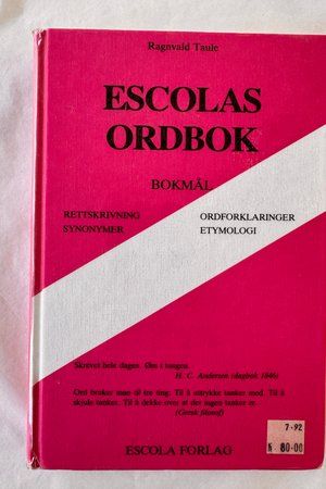 Escolas Ordbok av Ragnvald Taule - Forside