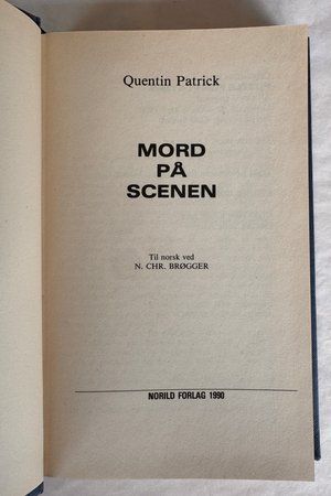 Mord på scenen av Quentin Patrick - Forside