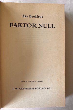 Faktor Null av Åke Beckérus - Forside