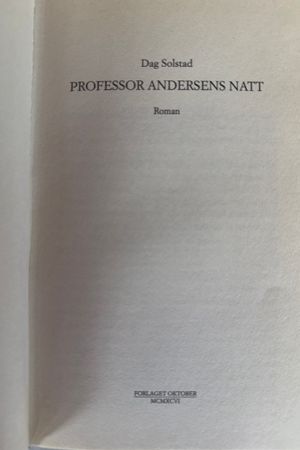 Professor Andersens Natt av Dag Solstad - Forside